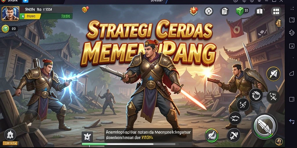 Tampilan pertarungan strategi nyata dalam 9N9N dengan grafis menawan.