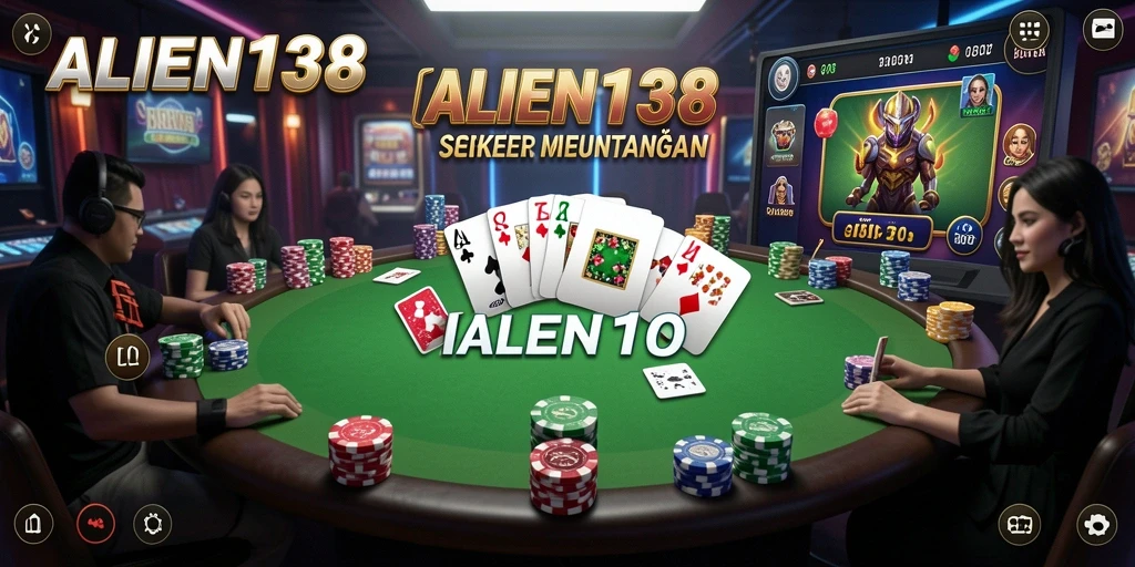 Tangkapan layar menampilkan gameplay seru ALIEN138 dengan pemain poker berkompetisi.