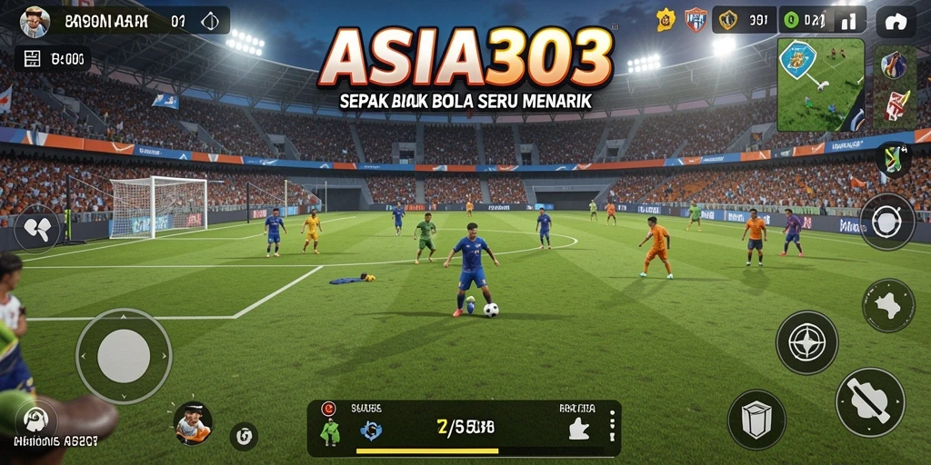 Tampilan gameplay ASIA303 yang mendebarkan di lapangan sepak bola.