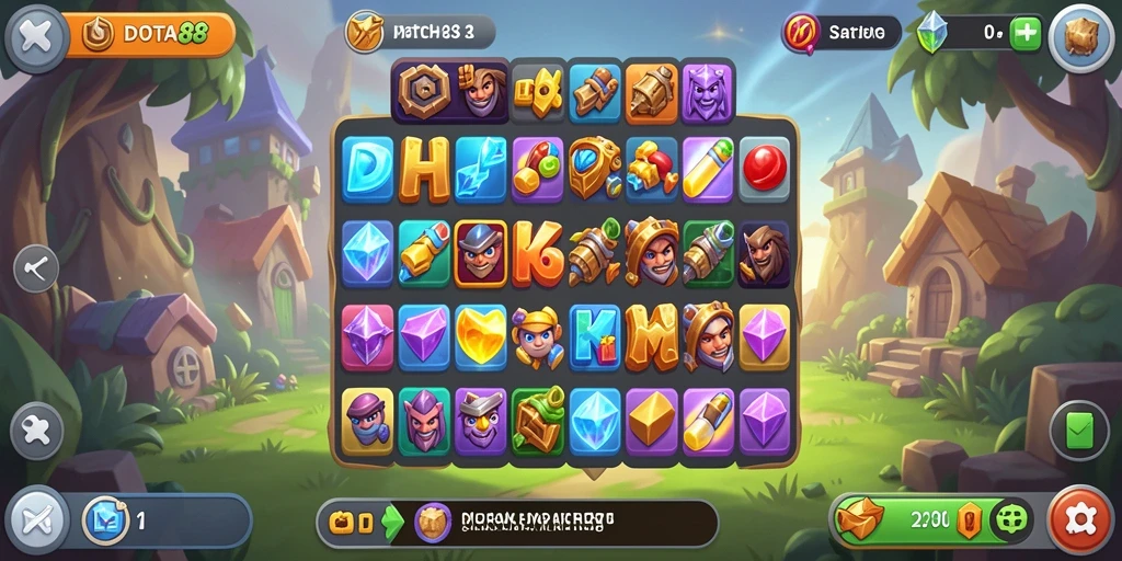 Tampilan seru gameplay DOTA88 dalam genre Match-3.