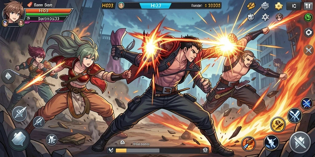 Tampilan gameplay seru dari karakter anime beraksi.
