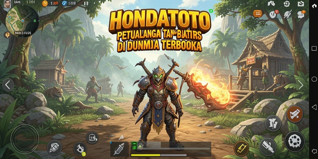 Tampilan gameplay HONDATOTO di dunia terbuka yang luas.