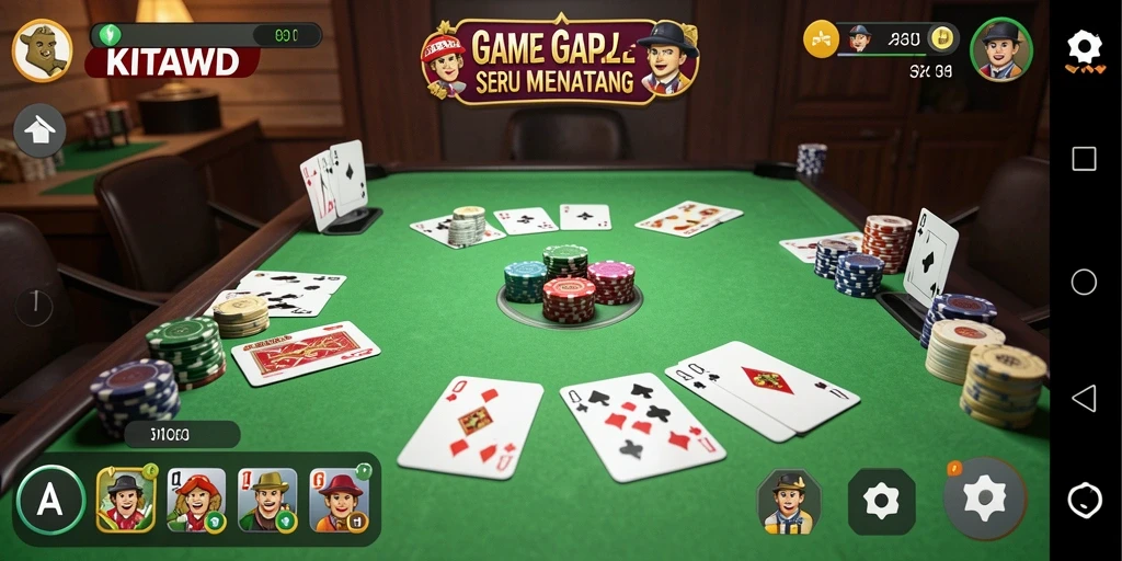 Tampilan gameplay seru di KITAWD saat bermain Gaple.