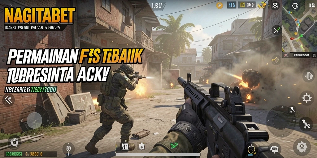 Screenshot NAGITABET menampilkan aksi menegangkan dalam pertempuran FPS.