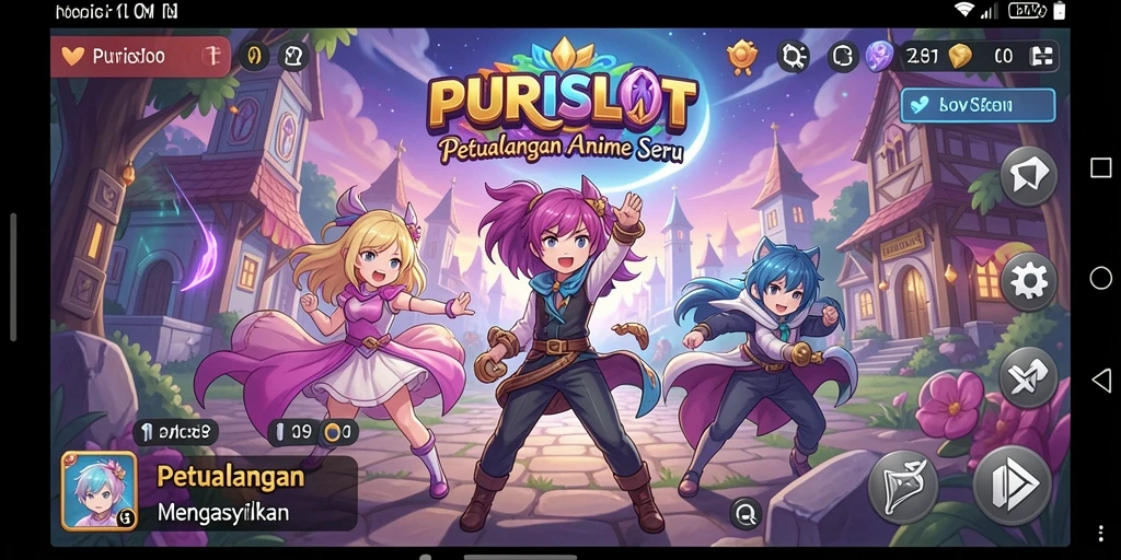 Tampilan gameplay seru dengan karakter anime yang menarik.