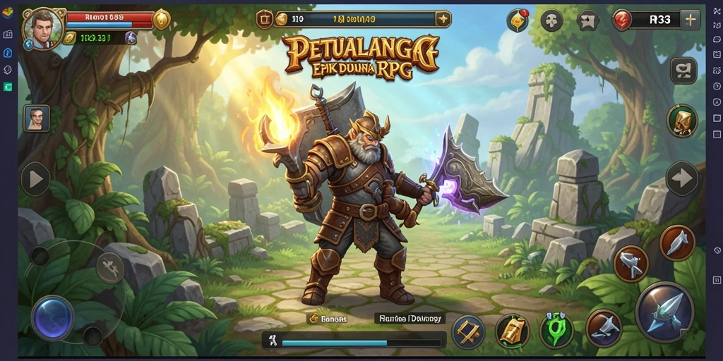 Screenshot gameplay RR33 menampilkan pertarungan epik di dunia RPG.