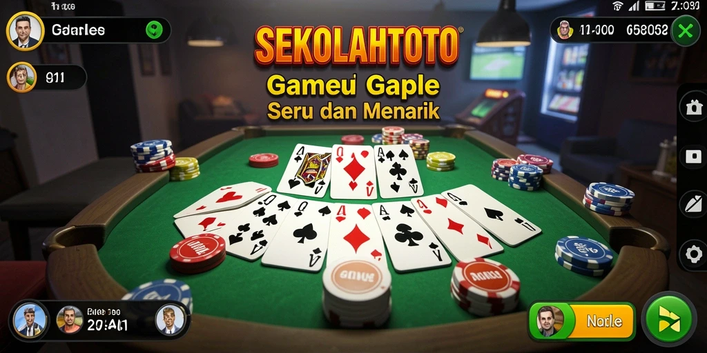 Tampilan menarik dari gameplay Gaple di SEKOLAHTOTO.